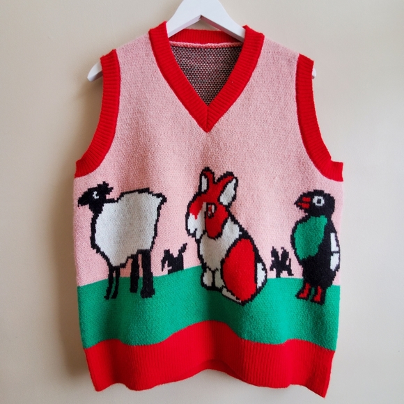 Vintage Jackets & Blazers - Vintage Vest unique Pattern oversized XL